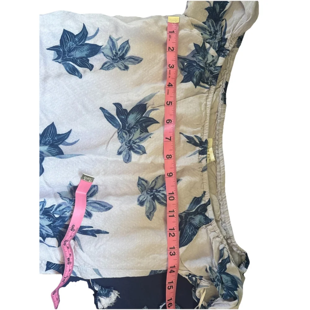 Honey Punch Blue Tropical Floral Jumpsuit Romper Tassel Tie Boho Festival Summer - Picture 4 of 5